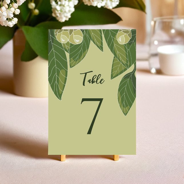 Cartão de Mesa Simples e Elegante com Folhagem (Lush Flower and Greenery Elegant Table Card)