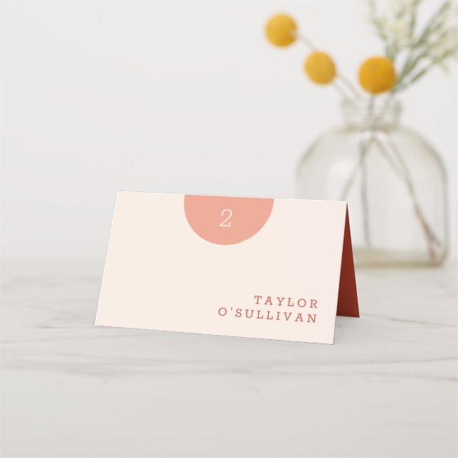 Cartão De Mesa Simplesmente Creme Clássico Laranja e Casamento Ve (Frente)