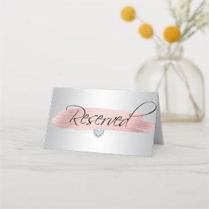 Cartão De Mesa Sinal de rosa Gold Foil White Black RESERVADO