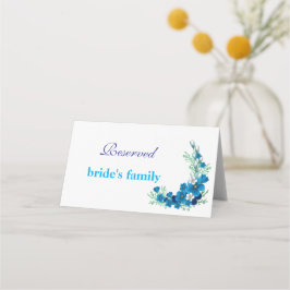 Cartão De Mesa Sky Blue Floral Wedding Folded Place Card