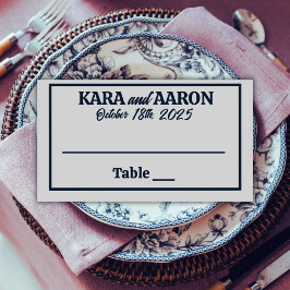 Cartão De Mesa Slate Blue no casamento da Edwardian com a Cinza