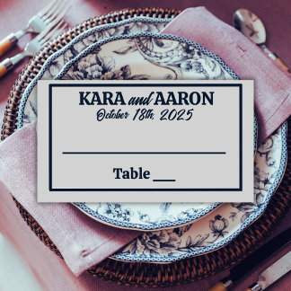 Cartão De Mesa Slate Blue no casamento da Edwardian com a Cinza