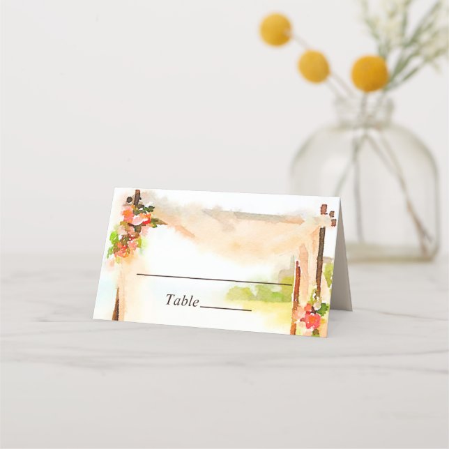 Cartão De Mesa Sob o Casamento Chuppah (Frente)