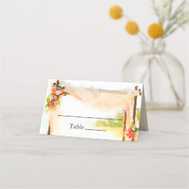 Cartão De Mesa Sob o Casamento Chuppah