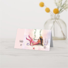 Cartão De Mesa Sob O Mar De Turquesa Roxa Do Oceano Sereia