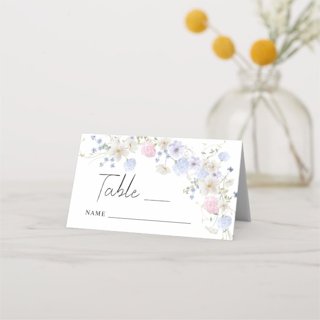 Cartão De Mesa Spring Wildflowers Wedding Table Number (Frente)