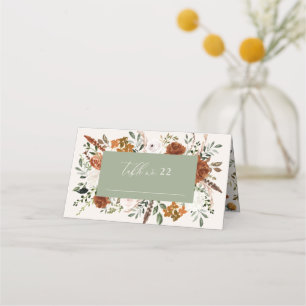 Cartão De Mesa Stag Rustic boaned sage green floral