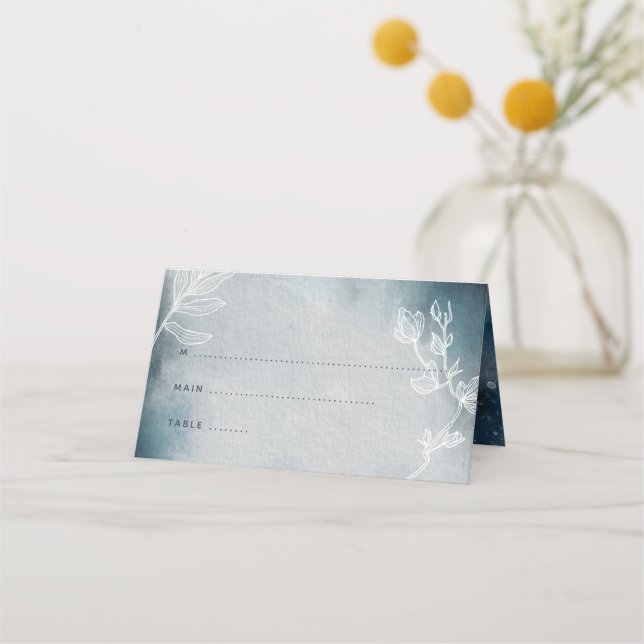 Cartão De Mesa Starry Moonlit Night Monograma Place Card (Frente)
