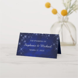 Cartão De Mesa Starry Night Silver Blue Weding