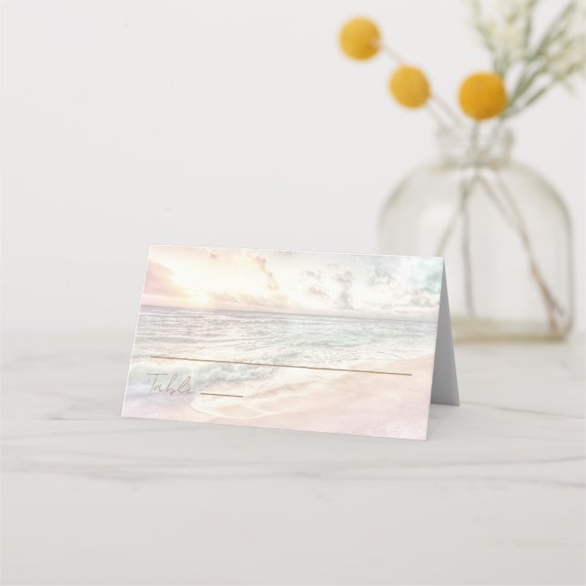 Cartão De Mesa Sunset Beach Wedding | Oceanside Wedding (Frente)
