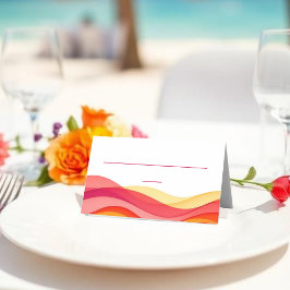Cartão De Mesa Sunset Color Waves Modern Wedding