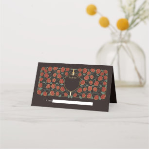 Cartão De Mesa Sword & Shield Medieval Fantasy Casamento Monogram