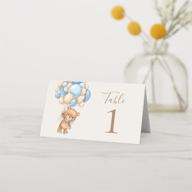 Cartão De Mesa Teddy Bear Balloon Brown (Verso)