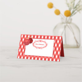 Cartão De Mesa Tema Vermelho e Branco / Feliz Natal