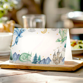 Cartão De Mesa Tenda de Comida de Aniversário de Menino Dragão Fo