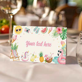 Cartão De Mesa Tenda de Comida de Aniversário de Verão Um No Sol