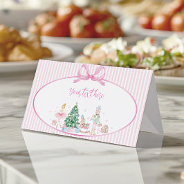 Cartão De Mesa Tenda de comida de Natal com laço rosa para aniver