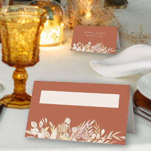 Cartão De Mesa Terracota Creme Personalizado Casamento Botânico