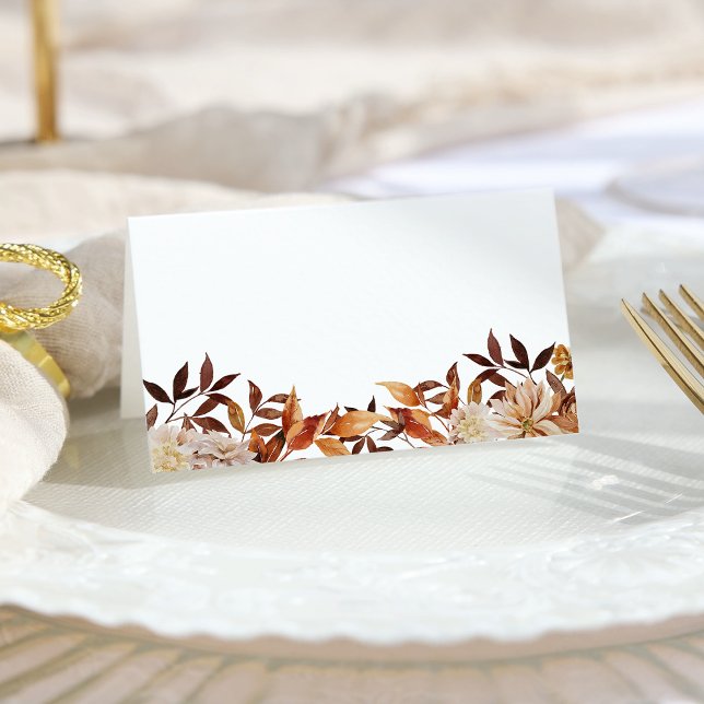 Cartão De Mesa Terracotta Fall Cobper Watercolor (White Terracotta Fall Copper Watercolor Leaves Place Card by Painted Paperie
)