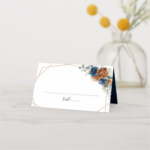 Cartão De Mesa Terracotta Marinho Blue Greenery Casamento Geométr