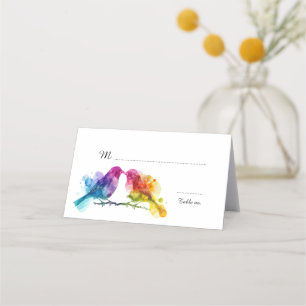 Cartão De Mesa Texto adorável nas costas do Rainbow Lovebird