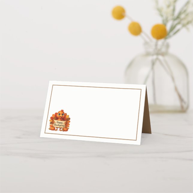 Cartão De Mesa Thanksgiving Turkey Name Place Cards (Frente)