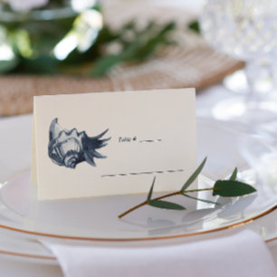 Cartão De Mesa The Blue Seashell Nautical Wedding table place