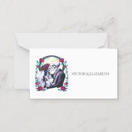 Cartão De Mesa Til Death Gothic Skeleton Casal Rosa Casamento Ros