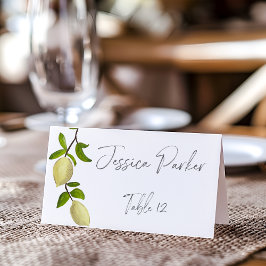 Cartão De Mesa Tintas de Citrinos Frescos Limões Mediterrâneo Mod