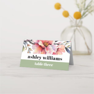 Cartão De Mesa Tipografia de casamento com flores de rododendro r