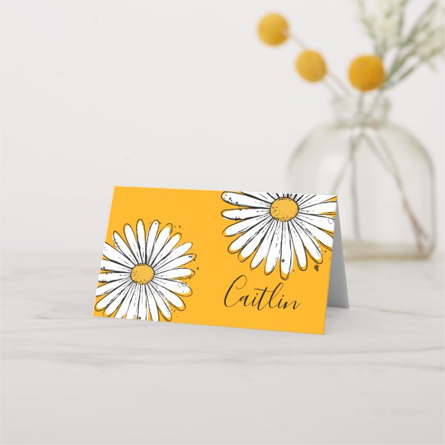 Cartão De Mesa Trending Daisy Orange inky art (Frente)