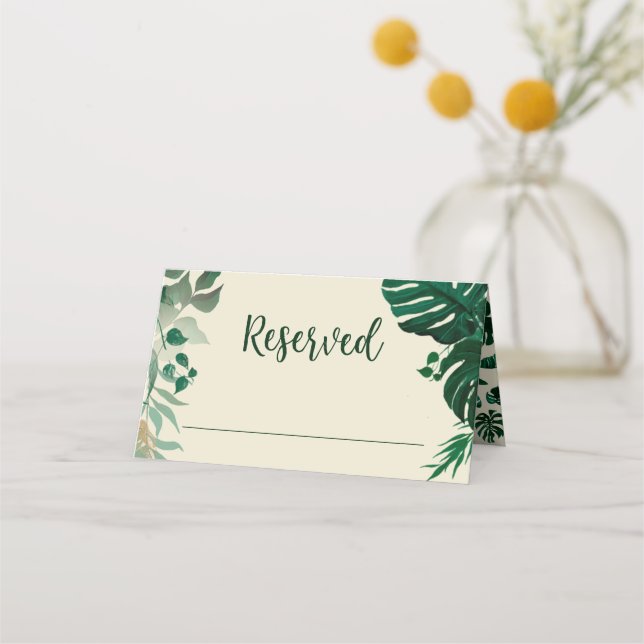 Cartão De Mesa Trendy Foliage Tropical Reservada Casamento (Frente)
