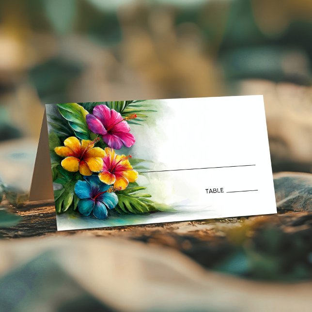 Cartão De Mesa Tropical Hibiscus Wedding Place Card (Criador carregado)