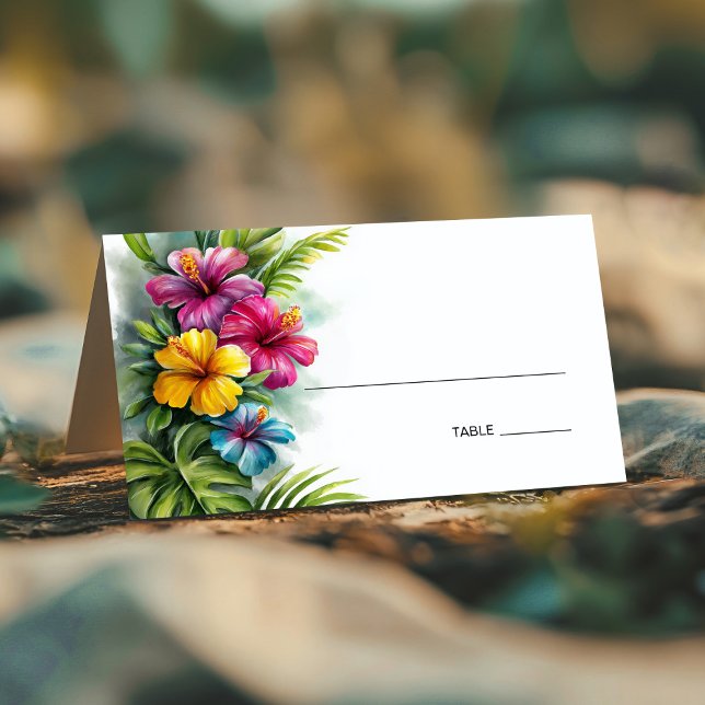 Cartão De Mesa Tropical Hibiscus Wedding Place Card (Criador carregado)