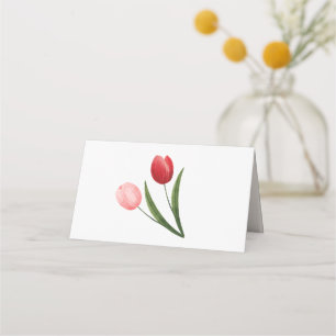 Cartão De Mesa Tulipa rosa e vermelha do Primavera moderno