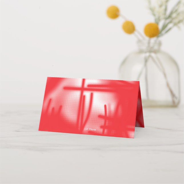 Cartão De Mesa Um design gráfico com vermelho e laranja em negrit (Frente)