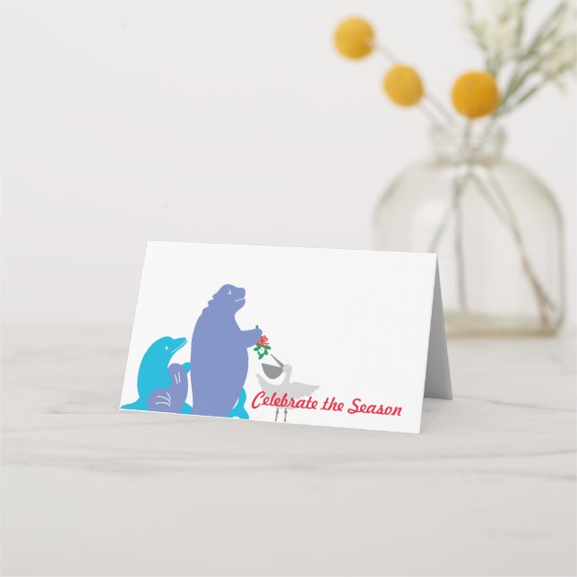 Cartão De Mesa Um Natal em Praia (Frente)