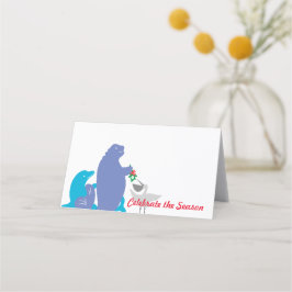 Cartão De Mesa Um Natal em Praia