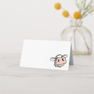 Cartão De Mesa vaca de desenho animado preto branco rosa beijo ci