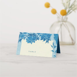 Cartão De Mesa Vazio Anterior de Flor Azul Japonês
