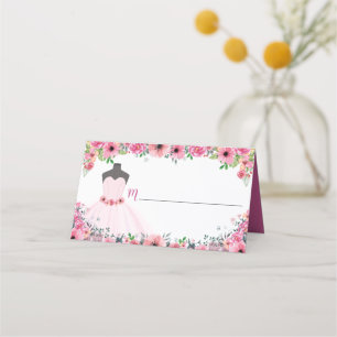 Cartão De Mesa Vazio do Partido do Vestido de Quinceanera Floral 