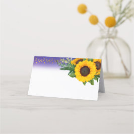 Cartão De Mesa Vazio Rustic Sunflower Para Casamento Escrito À Mã