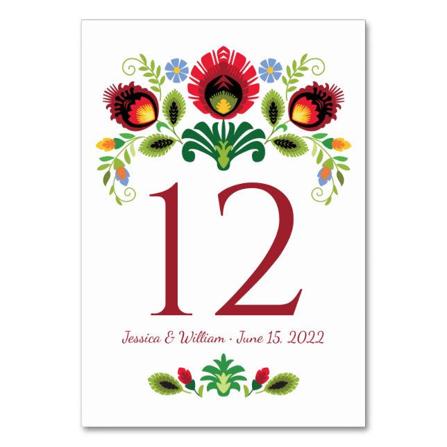 Cartão de Mesa Vermelho de Flores Poloneses (Verso)