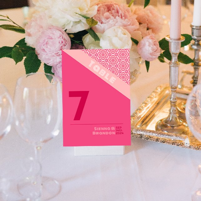 Cartão de Mesa Vermelho Rosas Geométricos (Criador carregado)