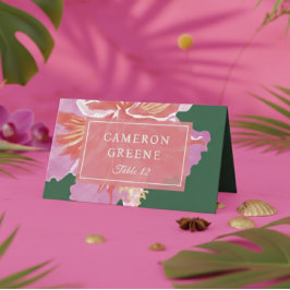 Cartão De Mesa Vibrant Hibiscus Tropical Wedding Place Card