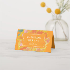 Cartão De Mesa Vibrant Marigold Orange Wedding 