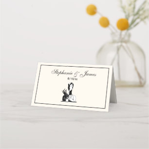 Cartão De Mesa Vintage Art Deco Lady With Pearls Blam White