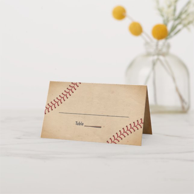 Cartão De Mesa Vintage Baseball Love Theme Weding (Frente)