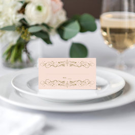 Cartão De Mesa Vintage Blush e Antiguamente Dourado Casamento Far