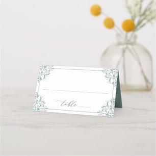 Cartão De Mesa Vintage Clássico de Casamento Verde Elegante Sea